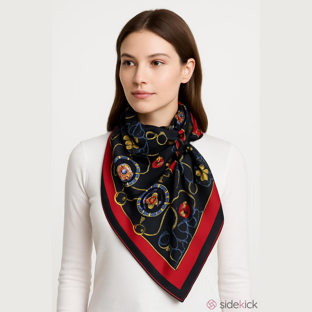 Brooks Brothers Red Blue Nautical Themed Silk Scarf